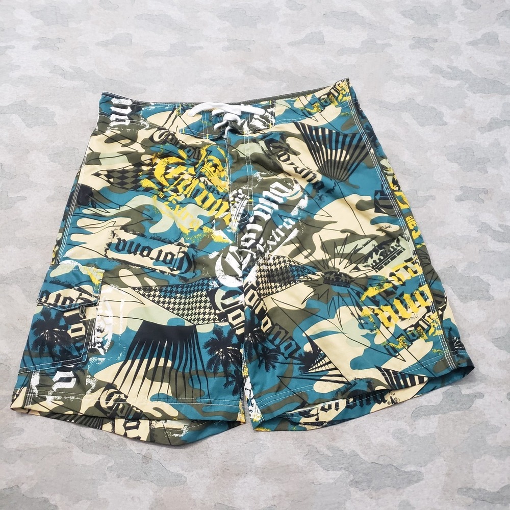 Corona Extra Swim Trunks Shorts Mens 36 Green Drawstring